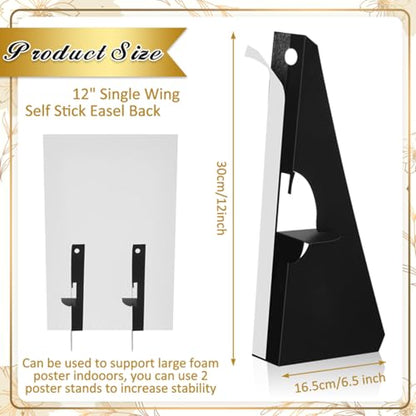 Marspark 12 Pack Poster Stand Self Stick Easel Back Poster Board Stand Convenient Peel and Stick Self Adhesive Easels Display Cardboard Sign (12 Inch) - color: Black, size: 12 Inch