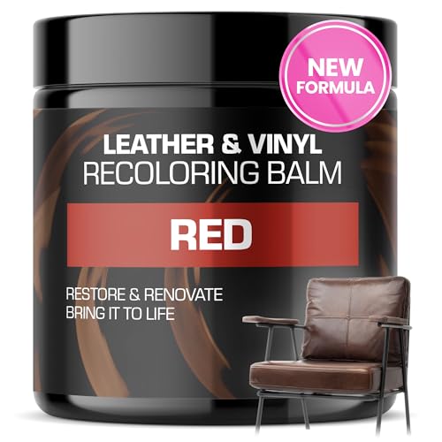 FORTIVO Leather Recoloring Balm, Color Restorer, Scratch Remover, Couch Paint and Repair, Leather Balm for Couches - color: Red
