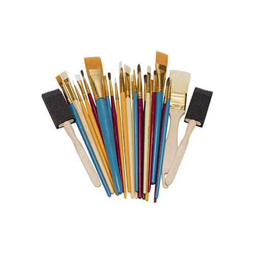 Oodles of Brushes Economical Art Brush Set of 25 - Balanced Assortment of Economical Brushes for Art, Craft, Hobby and Home - 12 Pack - size: 12 Pack