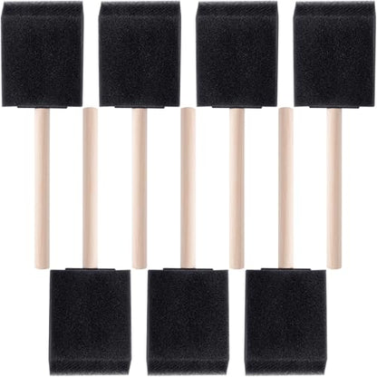 HINZIC 7 Pcs 2 Inch Foam Paint Brushes Black Sponge Brushes Wood Handle for Painting Varnishes DIY Craft Projects - size: 2 inch