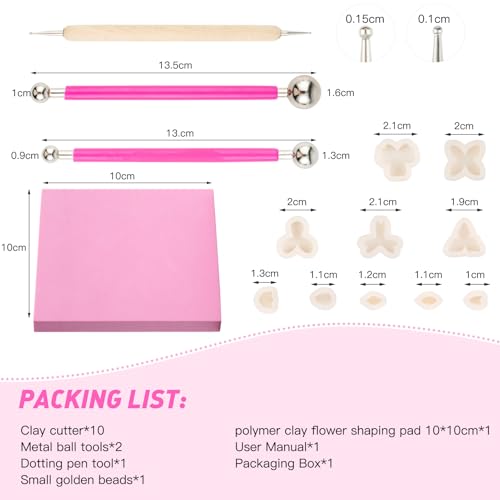 Biutee Flower Polymer Clay Cutters, 10 Shapes Floral & Leaf Micro Clay Cutters, Clay Earring Cutters Mini Floral Clay Cutters Polymer Clay Earring Making Kit for Jewelry Earrings Making DIY Tools