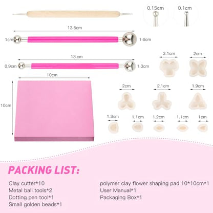 Biutee Flower Polymer Clay Cutters, 10 Shapes Floral & Leaf Micro Clay Cutters, Clay Earring Cutters Mini Floral Clay Cutters Polymer Clay Earring Making Kit for Jewelry Earrings Making DIY Tools