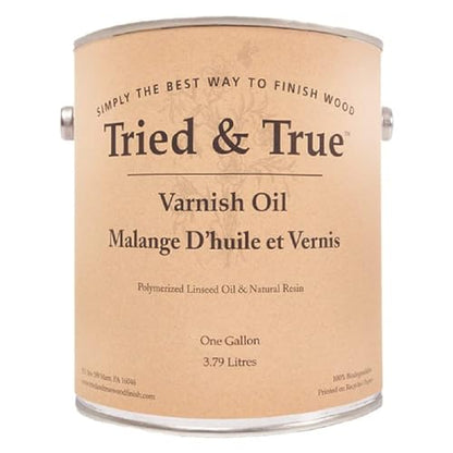 Tried & True Superior Varnish Oil Wood Finish, Gallon - Natural Pine Resin & Linseed Oil, Ideal for Interior Furniture, Tables, Countertops - Non-Toxic, Scratch Resistant & Durable - size: Gallon