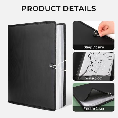 Nicpro 11"x17" Art Portfolio, 30 Pockets Display 60 Pages Art Portfolio Folder with Clear Plastic Sleeves, Artwork Storage Presentation Book for Artists, Painting Carrier Case - size: 11x17"