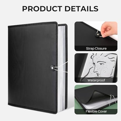 Nicpro 11"x17" Art Portfolio, 30 Pockets Display 60 Pages Art Portfolio Folder with Clear Plastic Sleeves, Artwork Storage Presentation Book for Artists, Painting Carrier Case - size: 11x17"