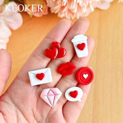 KEOKER Valentines Day Polymer Clay Cutters, Valentines Polymer Clay Cutters for Earrings Making, 10 Shapes Valentines Earring Clay Cutters, Heart Clay Cutters for Polymer Clay Jewelry (Studs) - color: studs clay cutters