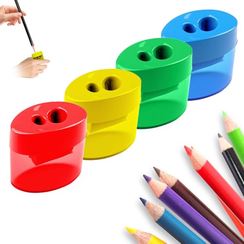 Pencil Sharpeners with Lid, Pencil Sharpeners Manual, Colored Handheld Sharpener Suitable for Kids Adults Students School Class Home Office (4pcs Oval) - color: 4pcs Oval