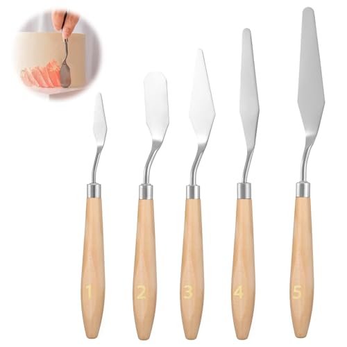 5 Pcs Cake Decorating Spatula, Off Set Spatulas for Frosting Stainless Steel Cake Apatula Palette Knife Baking Pastry Tool for Cakes Fondant Chocolate