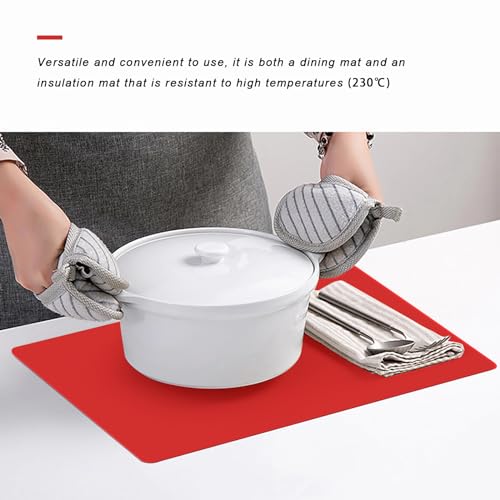 Silicone Placemats, Food-Grade Non-Slip Waterproof, Dining, Countertop Protector, Kitchen Counter Mat, Heat Resistant, Baking mat Dishwasher Safe - color: Red, size: 15.7 x 11.8 in - 2pcs (0.04 in)