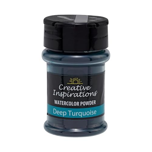 Creative Inspirations Powder Watercolor Paint - 38g Shaker Bottle, Deep Turquoise - Dye-Based Water-Soluble Crystalline Pigments - Non-Toxic, Perfect for Abstract and Spontaneous Effects - color: Deep Turquoise, style: Pack of 1