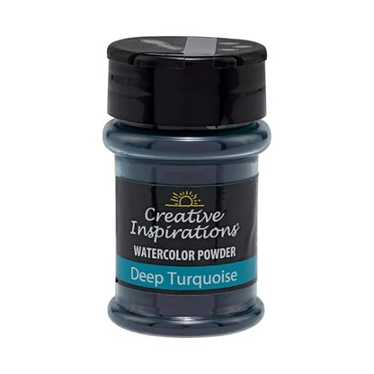 Creative Inspirations Powder Watercolor Paint - 38g Shaker Bottle, Deep Turquoise - Dye-Based Water-Soluble Crystalline Pigments - Non-Toxic, Perfect for Abstract and Spontaneous Effects - color: Deep Turquoise, style: Pack of 1