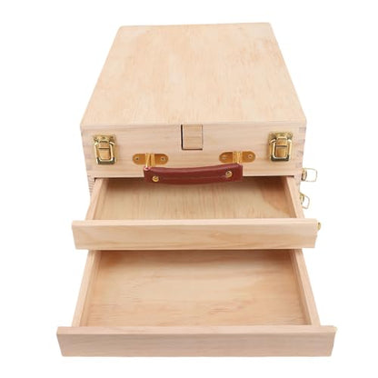 Adjustable Wooden Pochade Box Easel with Storage Drawers for Art Painting, Sketching, Portable Table Easel for Artists and Students