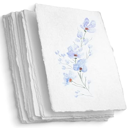 Wanderings Handmade White Deckle Edge Blank Paper - 10" x 12" - Recycled - Pack of 25 - Watercolor/Mixed Media Paper - Artwork Posters Signs Menus Invitations - Extra 300 GSM - Large - size: 10"x12"
