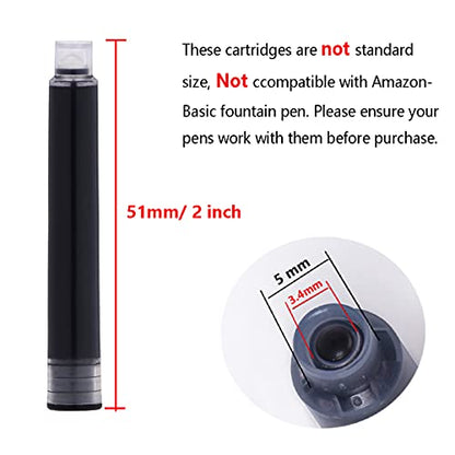 Asvine Fountain Pen Ligth Green Ink Cartridges, Set of 30 Refill Ink Cartridges, 3.4 mm Bore Diameter - color: Light Green
