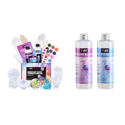 Bundle Set of 16OZ Epoxy Resin Molds Silicone Kit and 15A Silicone Mold Making Kit