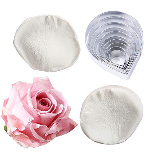 10 Pcs Austin Rose Cutter Set and 2 Pcs Rose Petals Shape Silicone Fondant Mold Veining Petal Sugar Flower Making Tool Cake Decorating Gumpaste Flowers Decor Kit - color: Rose Set(12pcs)