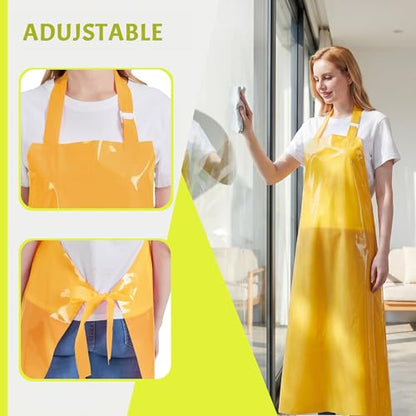 Nanxson TPU Waterproof Apron Lightweight Work Apron with Adjustable Buckle | Liquid Resistant,Neck buckle design,Easy to clean,Unisex,Butcher Apron for Dishwashing Grooming,Halloween - color: Yellow