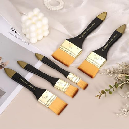 uxcell 2 Pcs Flat Paint Brush 1.57" Width Nylon Acrylic Painting Brushes Professional Paint Tools with Wooden Handle for Watercolor Oil Crafts Face Body Art, Yellow - size: 1.57"
