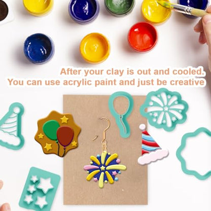 14Pcs Celebrating Birthdays Polymer Clay Cutters Clay Earrings Cutters for Adults Polymer Jewelry Cutter for Earrings Making Birthday Party DIY Supplies - style: Celebrating Birthdays