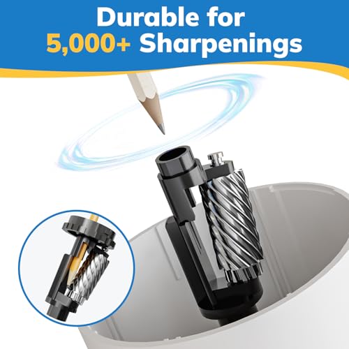 Electric Pencil Sharpener, Fully Automatic Pencil Sharpener with Auto in and Out, Rechargeable and Hands-Free for Standard 6-8mm Pencils, Perfect for Classroom (Black and Silver) - color: Black & Silver