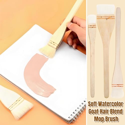 20 Pack Pottery Glaze Brushes, Wool Ceramic Brushes with Wood Handle, Soft Watercolor Goat Hair Blend Mop Brush Set for Acrylic Painting, Watercolor Oil Art Painting