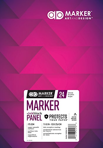 Chartpak AD Marker Paper Pad with Ink Block Panel, 175 GSM, 7 x 10, 24 Sheets/Pad, White, 1 Each (26061300615) - size: 7 x 10 Inches
