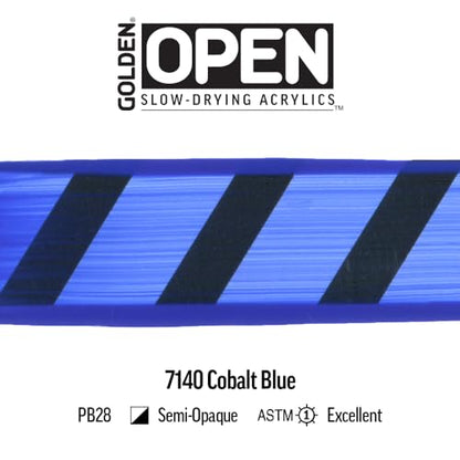 GOLDEN OPEN Slow-Drying Acrylics, Cobalt Blue, 5 fl oz. tube, Professional Acrylic Paint, Semi-Opaque - color: Cobalt Blue, size: 5 Fl Oz (Pack of 1)
