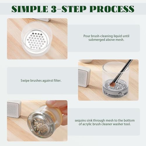 4 Pack Acrylic Nail Brush Cleaner Dappen Dish with Lid, Mesh Layered Nail Art Brush Monomer Liquid Wash Cup Glass Removal Jar for Sequins Glitter Powder, 2.2in High - color: 2.2in High