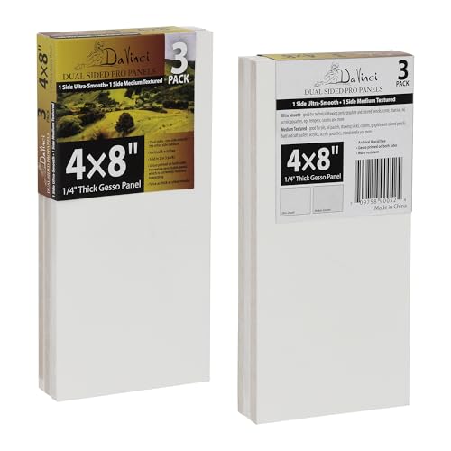 Jerry's Artarama Da Vinci Dual Sided Pro Panel Board - 30-Pack, 4x8 6mm Deep Panels for Painting - Archival, Acid-Free Art Supplies - Ultra-Smooth & Medium Textured Paint Surfaces - size: 4x8"