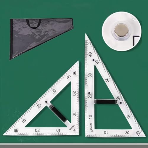 Magnetic Geometry Tool Set Clear Drafting Tools Mathematics Protractor, Triangular Scale Ruler Math Classroom Teaching Measurement Set Oversized Ruler (Transparent 2-Piece Set) - color: Transparent 2-piece Set