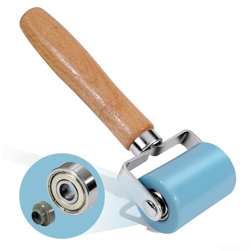 3rd-Gen Sound Deadening Roller, Professional Dual Bearing Hand PU Seam Roller Application Tool with Wood Handle for Car Audio Sound Deadener, Installation Mat, Wallpaper & Vinyl Wrap