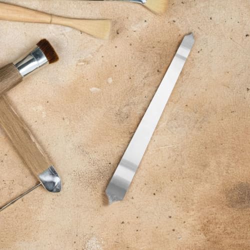 BESTYASH 2pcs Stainless Metal Clay Carving Tools with Scale Texture for Clay Sculpting and Ceramic Modeling, Clay Blade Set for Handmade Crafting