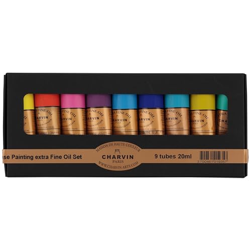 Charvin Extra Fine Professional Oil Paint Set for Artists, Intense Colors - Bonjour Set of 9, 20 ml Tubes, Finely Milled, Non-Yellowing Artist Oil Paints in French Riviera-Inspired Hues - color: Intense Colors