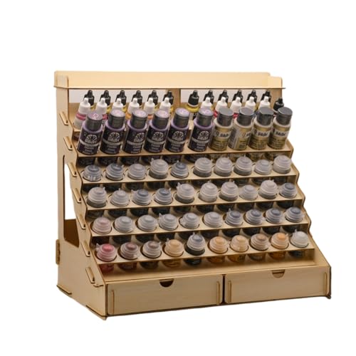 Craft Paint Storage-Modular Paint Organizer - Holds 74 Bottles of Paints, 14 Brushes, 2 Cabinets, and 6 Miniature Stands - Art Tool Storage Rack for Miniature Paint Set - size: 74