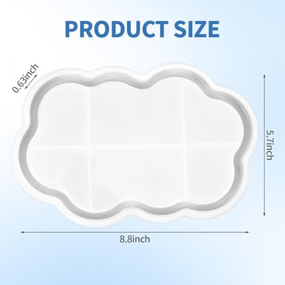 Cloud Shape Tray Silicone Mold, Silicone Molds for Epoxy Resin, for DIY Handmade Decorative Crafts, Jewelry Bases, Plates, Candle Holders, Containers