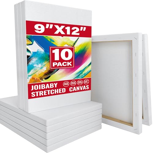 Stretched Canvas for Painting,10Pack 9X12 Inch Stretched White Blank Canvas,8 Oz Triple Primed 5/8" Profile Stretched Canvas,100% Cotton,Canvases for Painting, for Acrylics, Oils - style: 10 PACK 9X12