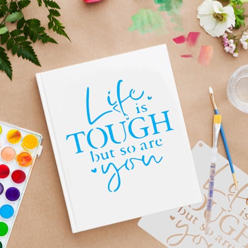 20 PCS Artistic Word Stencils, 4 Inch Inspirational Word Reusable Plastic Paint Templates, Quote Phrase Sayings Stencils Set for Painting on Wood Wall Canvas Fabric Paper Home Sign Furniture Canvas - color: I