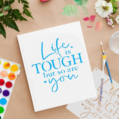 20 PCS Artistic Word Stencils, 4 Inch Inspirational Word Reusable Plastic Paint Templates, Quote Phrase Sayings Stencils Set for Painting on Wood Wall Canvas Fabric Paper Home Sign Furniture Canvas - color: I