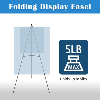 Falling in Art Display Easel Stand, 6 Pack 63" Instant Adjustable Poster Easel, Easy Folding Portable Tripod Stand for Signs, Posters, Wedding, Holds 5 lbs - style: Black 6-Pack