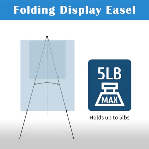Falling in Art Display Easel Stand, 63" Instant Adjustable Poster Easel, Easy Folding Portable Tripod Stand for Signs, Posters, Wedding, Holds 5 lbs (3 Pack) - style: Black 3-Pack