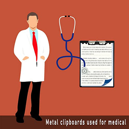 Aluminum Metal Clipboard Stainless Hangable Pen Holder Low-Profile Clip Board Size A4 9" x 12.6" with Sticky Note for School Office Business Medical Professionals Workshop Factory (Black, Aluminum-A4) - style: Black