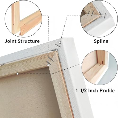Gallery Wrapped Stretched Canvases for Painting 10x20 Inch 3-Pack, 16 oz Triple Primed Acid-Free 100% Cotton Blank Canvas, Rectangular Spline Canvas for Oil Paint Acrylics Pouring & Wet Art Media - size: 10"x20"(3-Pack), style: Exhibition