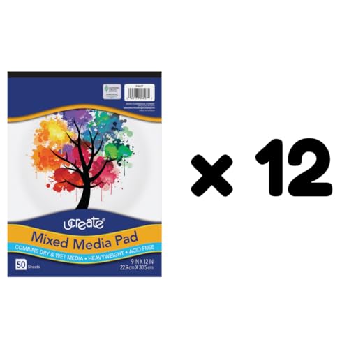 UCreate Mixed Media Pad, White, 9" x 12", 50 Sheets