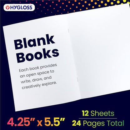 Hygloss Blank Books - Bulk 10 Pack – 4.25" x 5.5" A6 White Paperback Blank Books for Kids to Write Stories, Doodle, Arts & Crafts – Plain Drawing Sketchbook, Unlined Journal, Notebook Without Lines - color: White, style: 10 Books
