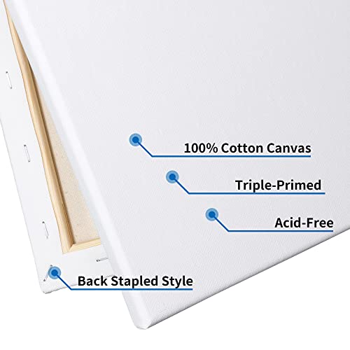 NEXCOVER Stretched Canvas - 12 Pack 8x8 Inch, 5/8" Profile Thick Pinewood Frame, Blank White Painting Canvas for Acrylic Oil Tempera Gouache Paint, for Beginners Kids Students Artists DIY Craft/Decor - size: 8"x8"-12Pack