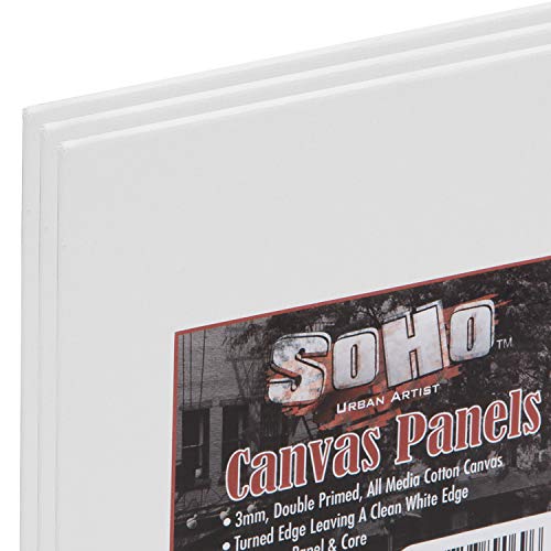 SoHo Artist Cotton Canvas All Media Panels - 12x12-3 Pack of Double Primed Cotton Acid-Free Panels Bonded Canvases for Paintings, Artwork and More - size: 12x12