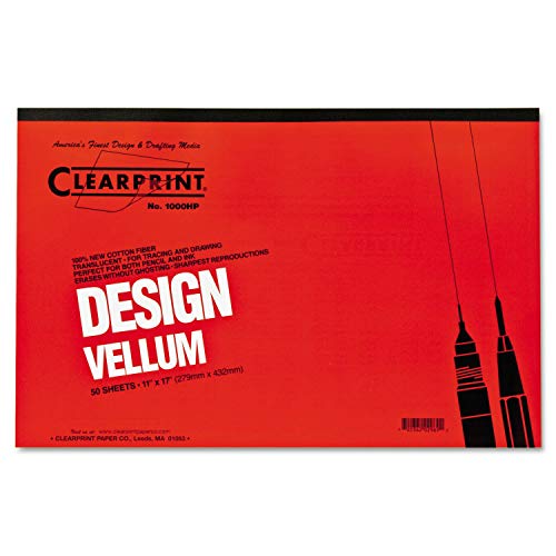 Clearprint Design Vellum Paper, 16 lb Bristol Weight, 11 x 17, Translucent White, 50/Pad