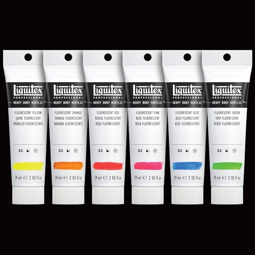 Liquitex Professional Heavy Body Acrylic Paint, 6 x 59ml (2-oz), Fluorescent Colors Set - style: Fluorescent Set 6 x 59ml (2-oz)