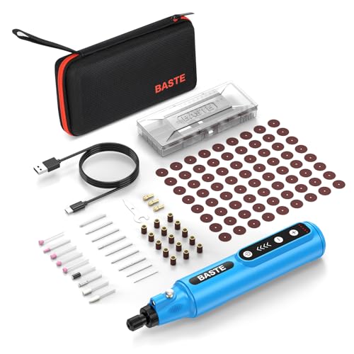 Baste Mini Cordless Rotary Tool Kit - 5 Speed 18000RPM, 109 Accessories Type-C Charging Power Rotary Tool for 3D Printing, DIY Crafts, Sanding, Polishing, Drilling, Etching, Engraving (BLUE) - color: Bule
