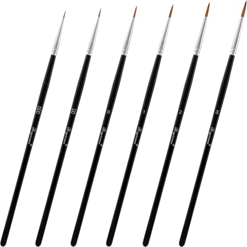 6pcs Script Liner Brushes, Extra Fine Long Tip Paintbrush Sets, Pinstriping Outlining Nails Art Painting Tools for Acrylic Gouache Watercolor- Black